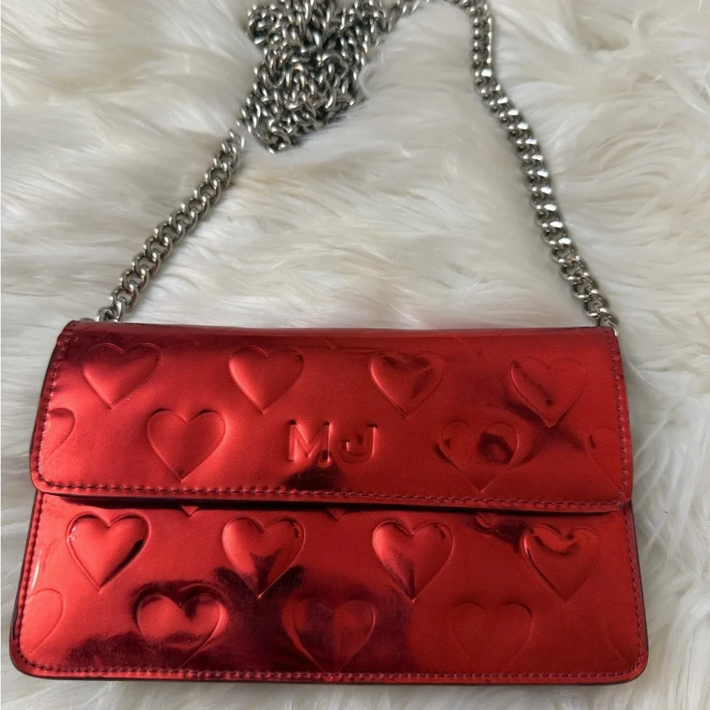 Marc Jacobs Red Heart Embossed Clutch
